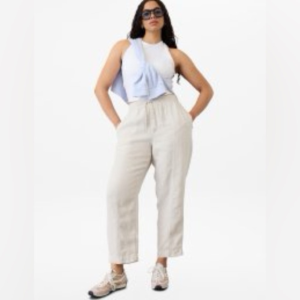 NWT Athleta Retreat High Rise Linen Ankle Pant, Undyed (natural or cream) Medium - Picture 7 of 7